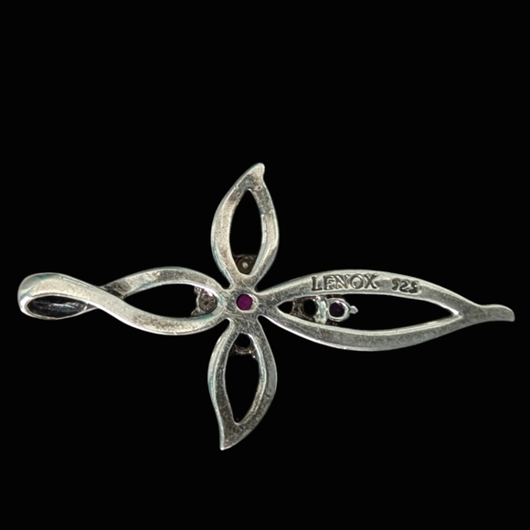 Vintage Lenox Sterling Silver Slider Gemstone Cross Pendant - Picture 2 of 2